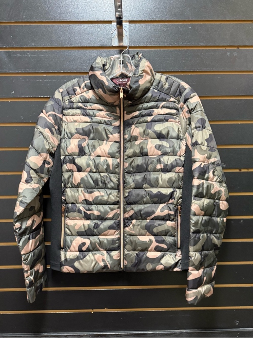 Cisono Camo Puffer Jacket Womens Large Lightweight Quilted Coat